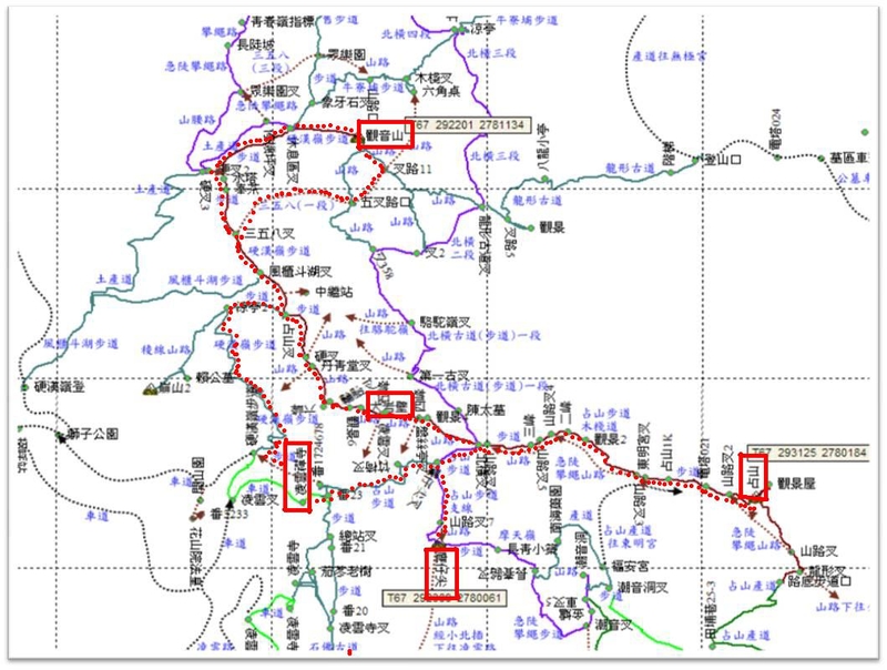 新北八里    鷹仔尖、尖山(占山)、占山連峰上觀音山硬漢嶺 O-Loop (2017.05.06)