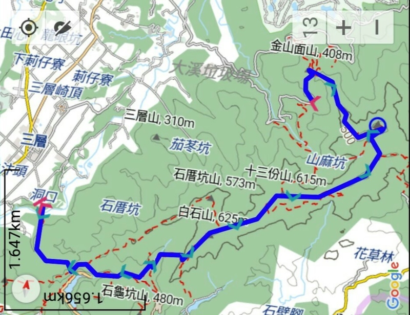 桃園    小百岳#21『金面山』、『白石山』縱走(阮家土雞城進，打鐵寮古道出) (2018.06.21)